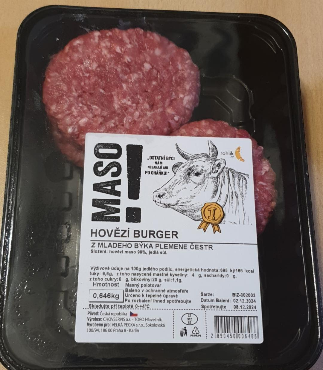 Fotografie - Hovězí burger z mladého býka plemene čestr Rohlik.cz