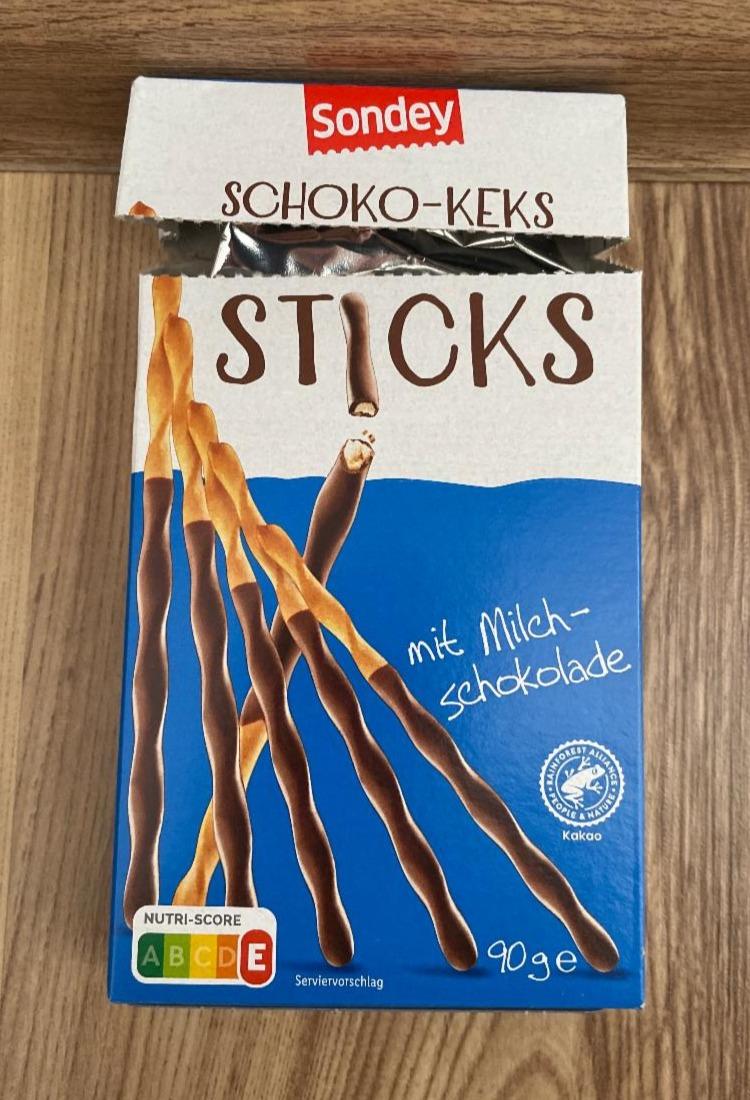 Schoko-Keks Sticks Sondey - kalorie, kJ a nutriční hodnoty