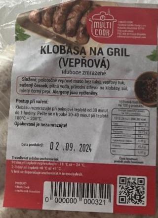 Fotografie - Klobása na gril vepřová Multi Cook