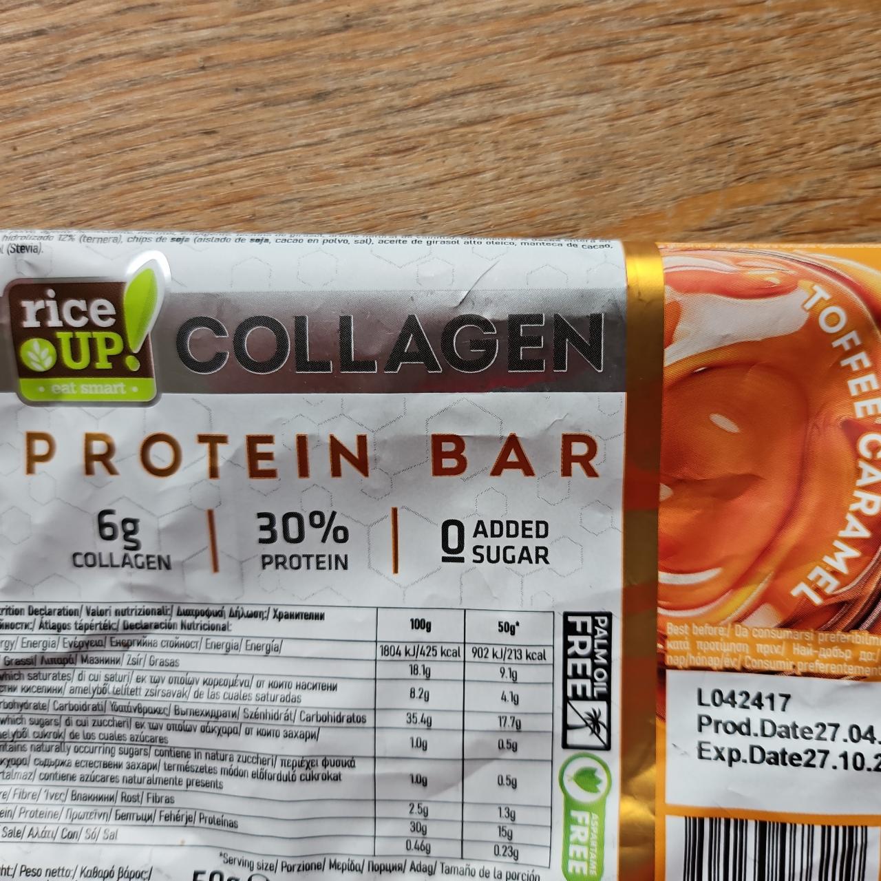 Fotografie - Collagen protein bar toffee caramel Rice up!