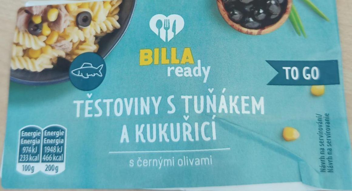 Fotografie - Těstoviny s tuňákem a kukuřicí s černými olivami Billa ready